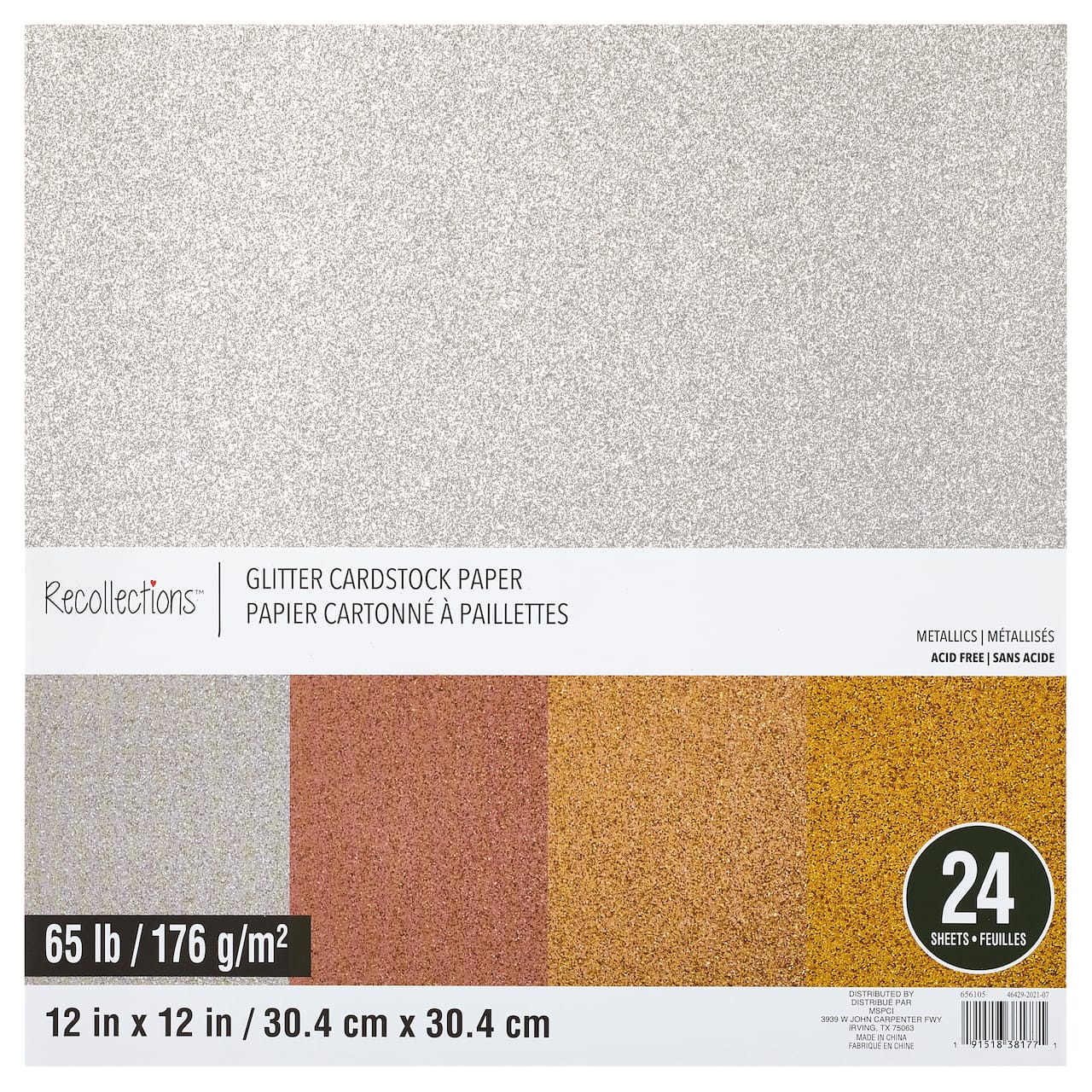 6 Pack: Glitter Metallic Cardstock Paper Pad by Recollections™, 12 x 12
